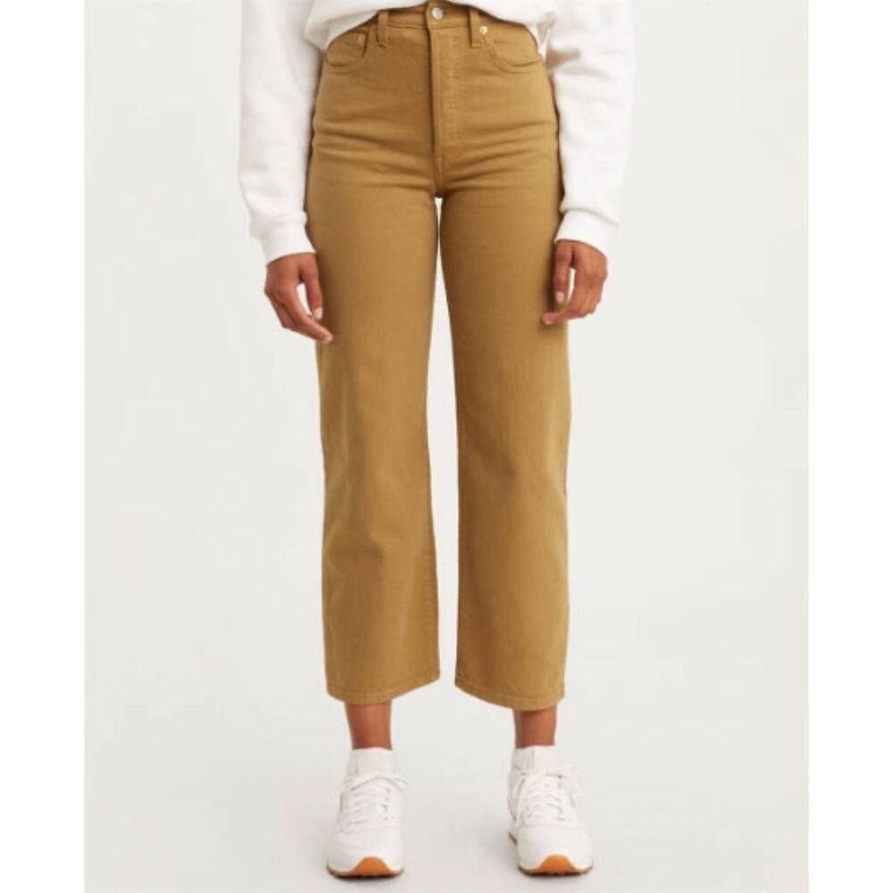 Levi's Ribcage Straight Jeans Mustard Yellow Size 28 Women's Ultra High Rise